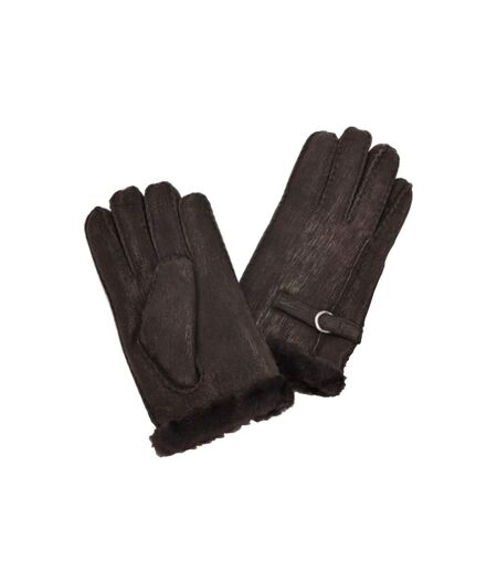 Eastern Counties Leather Womens/Ladies Buckle Detail Sheepskin Gloves (Coffee) - UTEL226
