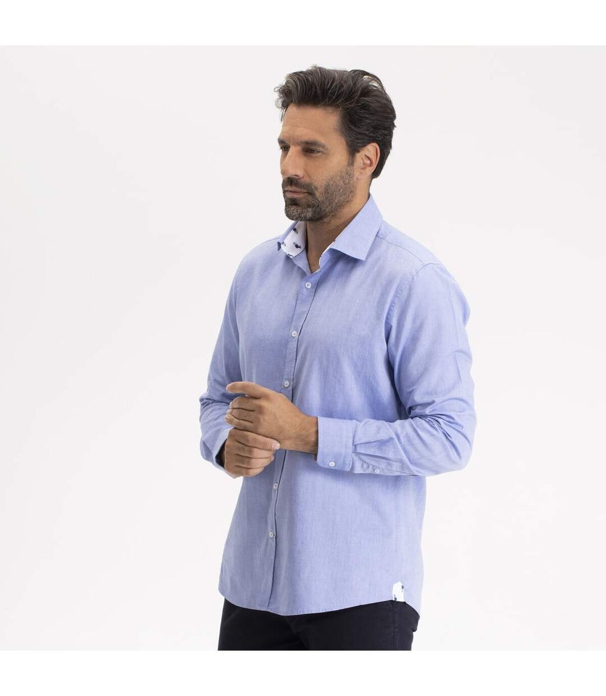 Chemise manches longues col semi italien coton CARWAY