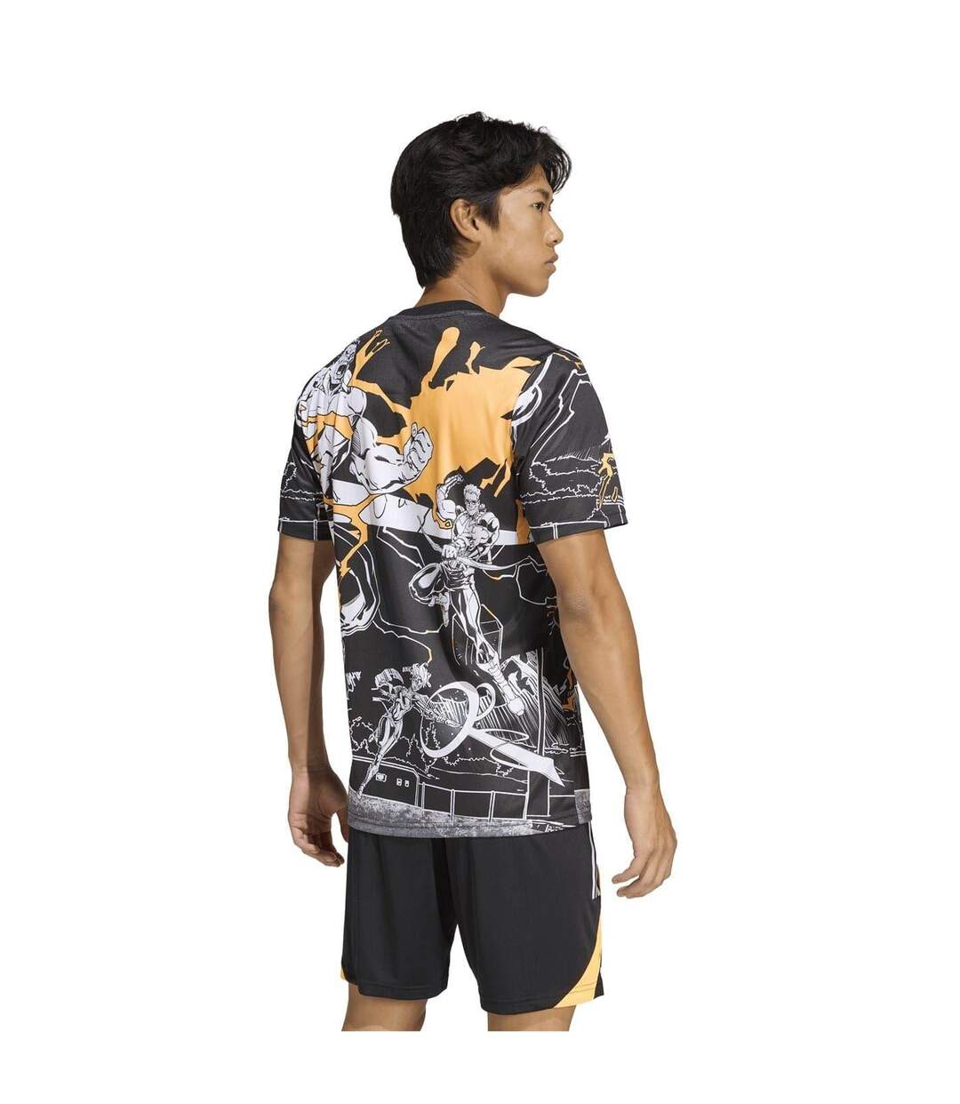 Unisex Adult All Black Marvel T-shirt Black Adidas-4