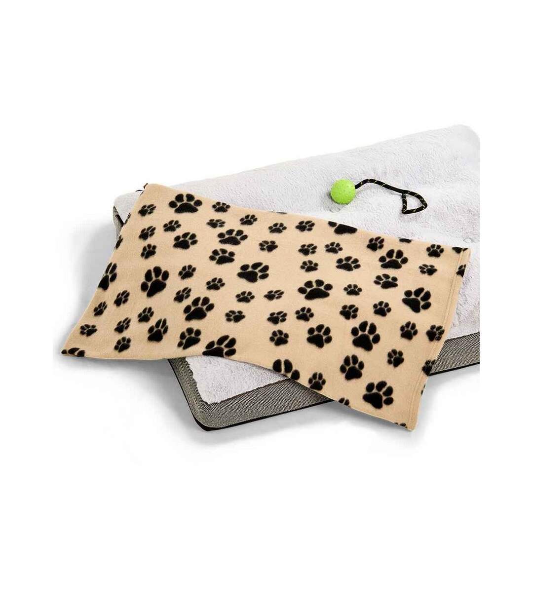 Paw print polar fleece dog blanket 150cm x 100cm light brown Brand Lab-2