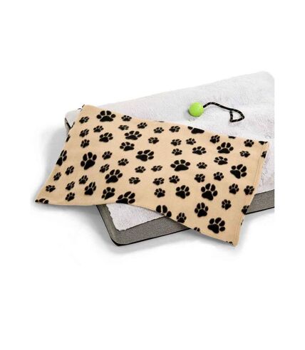 Brand Lab Paw Print Polar Fleece Dog Blanket (Light Brown) (100cm x 80cm)