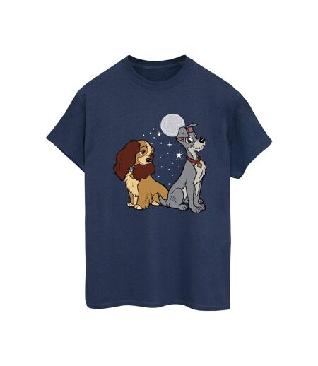 Disney Femmes/Les femmes Lady And The Tramp Moon - T-shirt boyfriend en coton (Bleu marine) - UTBI30742