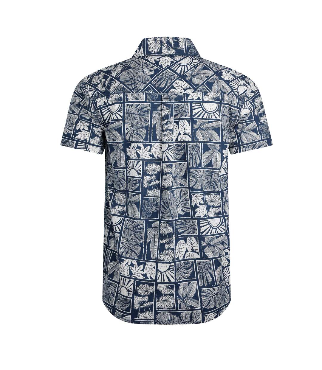Mens faraway leaf print organic cotton shirt estate blue Weird Fish-2