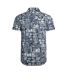 Mens faraway leaf print organic cotton shirt estate blue Weird Fish-2