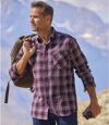 Men's Plum Checked Flannel Shirt Atlas For Men