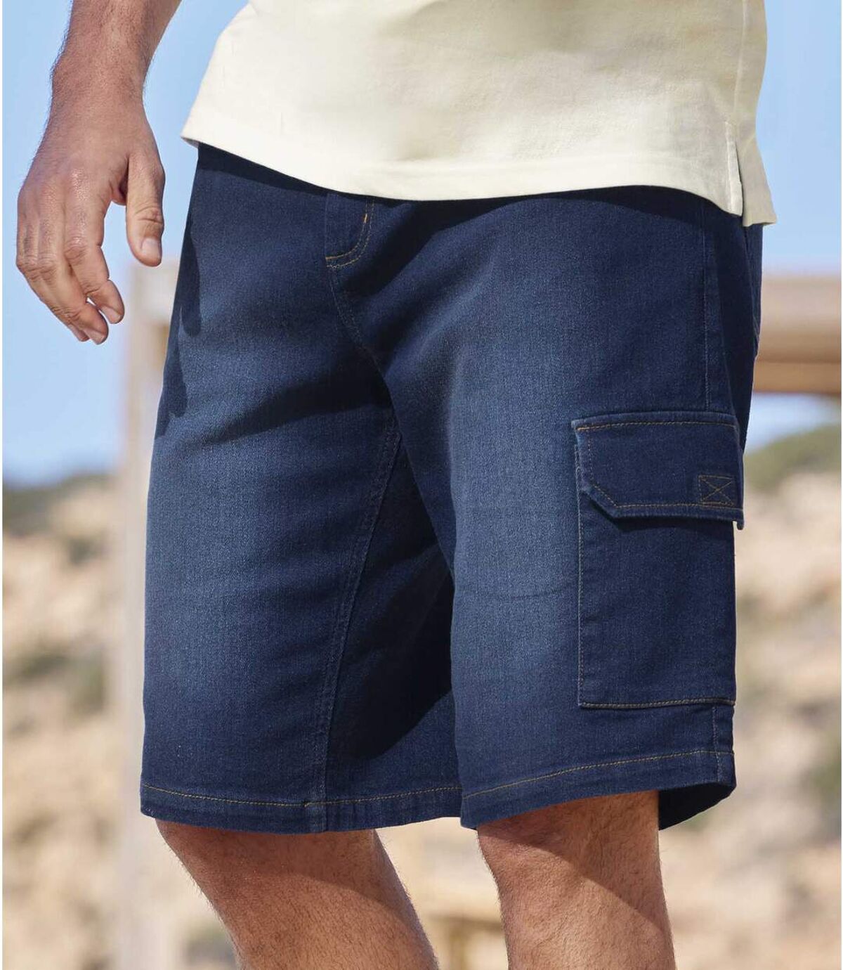 Zestaw 2 par jeansowych bermudów-bojówek ze stretchem Atlas For Men