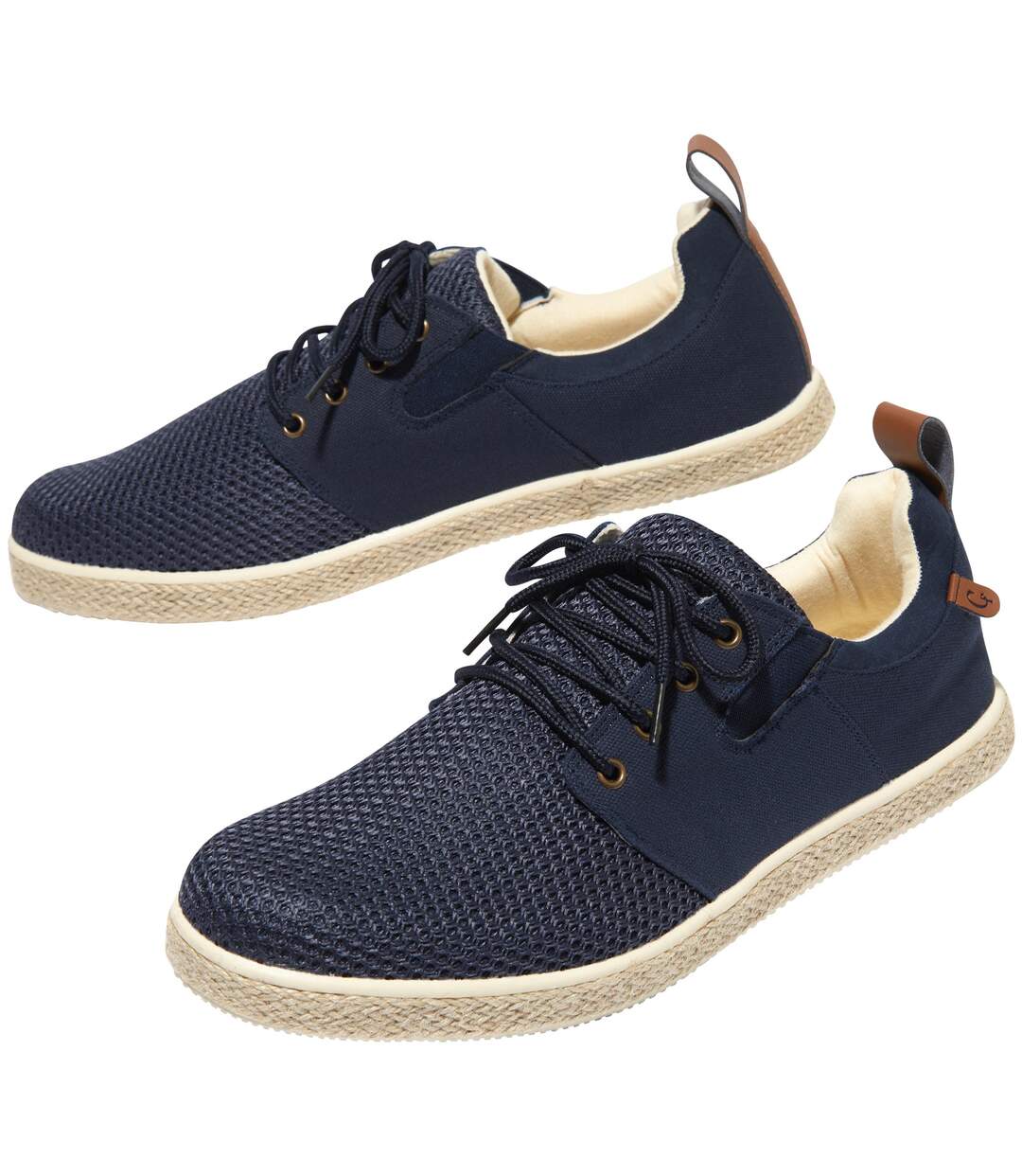 Men's Navy Canvas Elasticated Moccasins-1