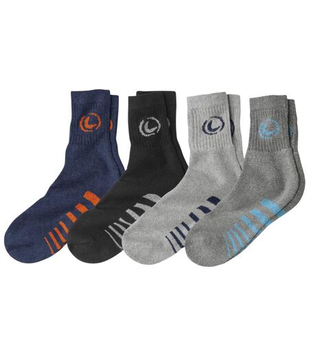 Pack of 4 Pairs of Men's Sports Socks - Navy Black Grey 