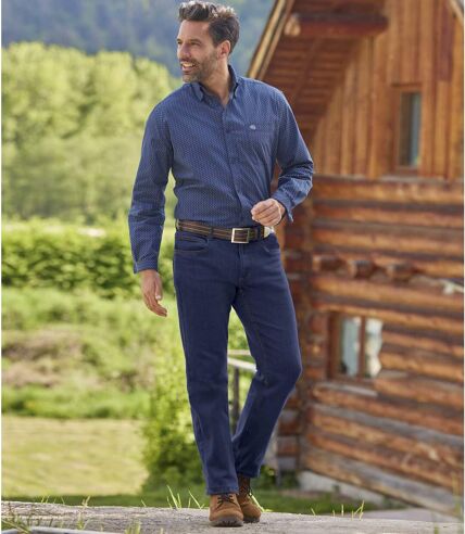 Men's Blue Semi-Elasticated Jeans 
