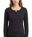 AXONE CHINA1N - Tee-shirt noir manches longues en coton flammé avec col 3 boutons et poche poitrine-1