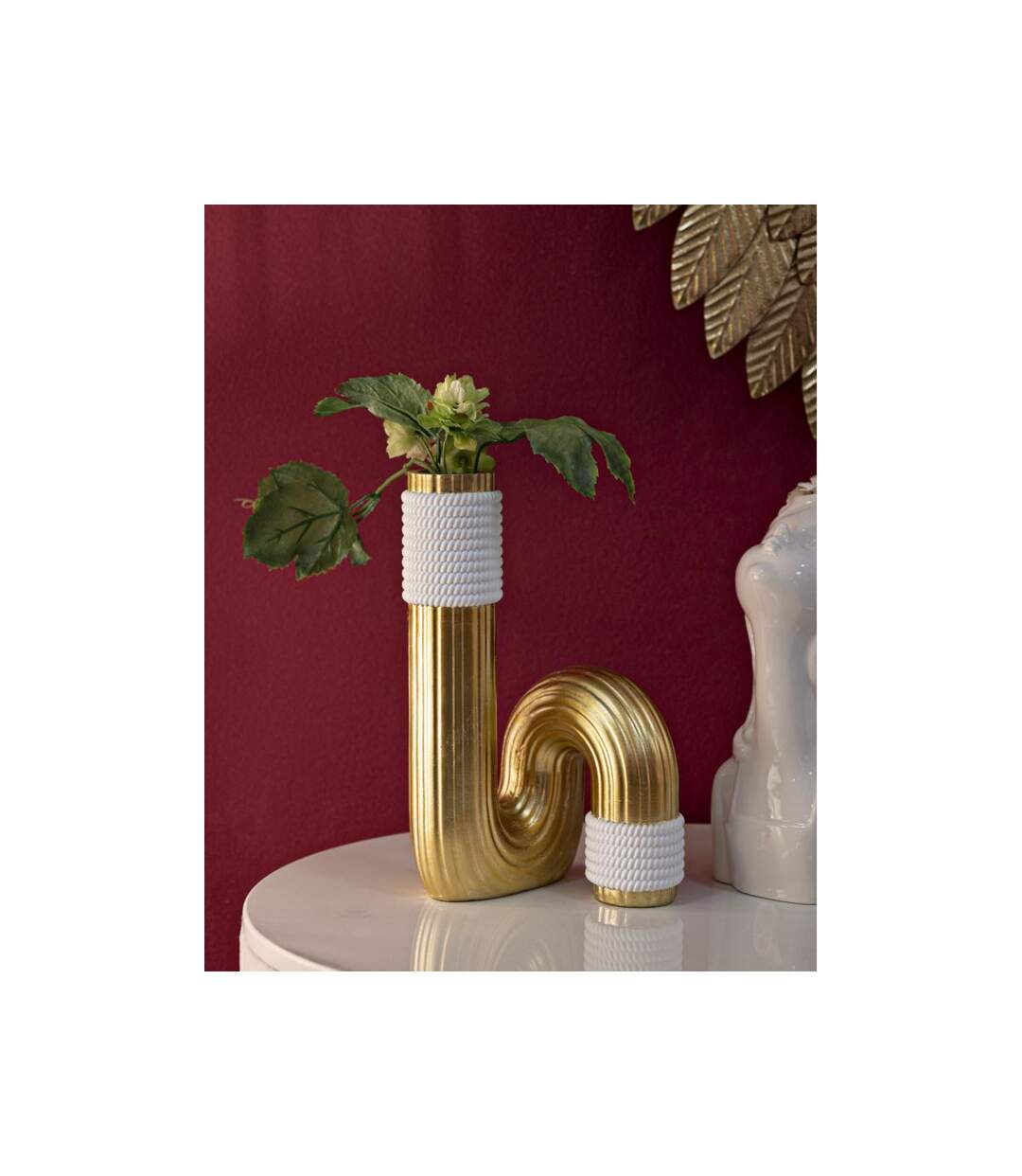 Vase Design en Résine Bann 25cm Or-5