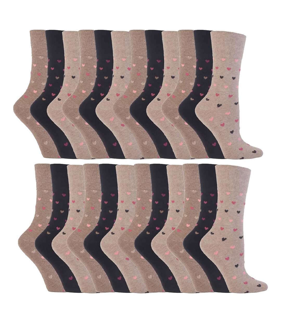 24 Pairs Ladies Cotton Rich Everyday Socks Gentle Grip Soft Top Comfort Socks-1