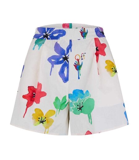 Short Motif/style Floral Femme Blanc Cassé Blanc Imprimé Off White