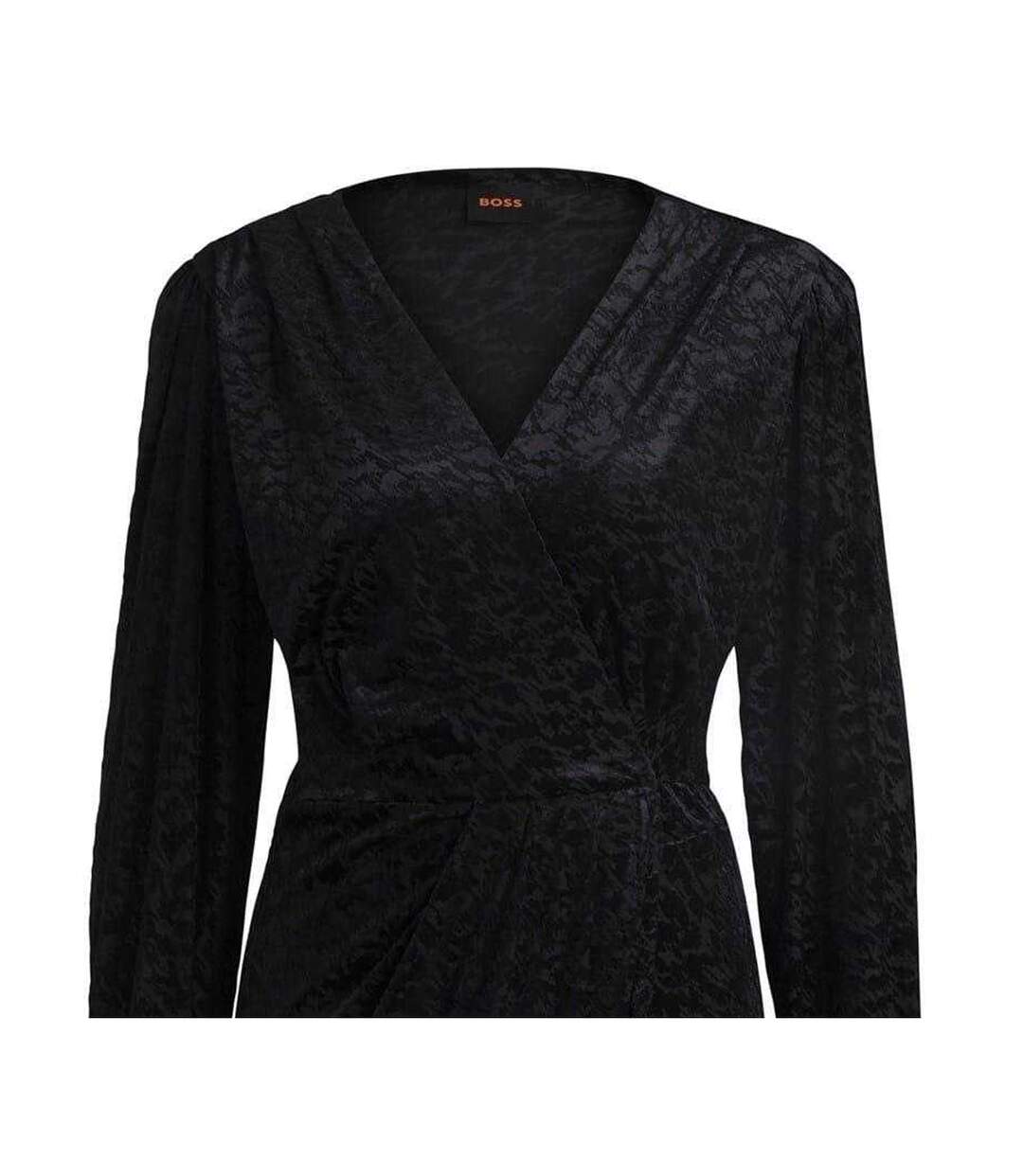 Robe Portefeuille Manches Longues Edevoras Femme Noir Boss-2
