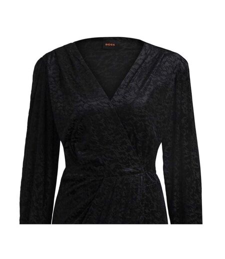 Robe Portefeuille Manches Longues Edevoras Femme Noir Boss