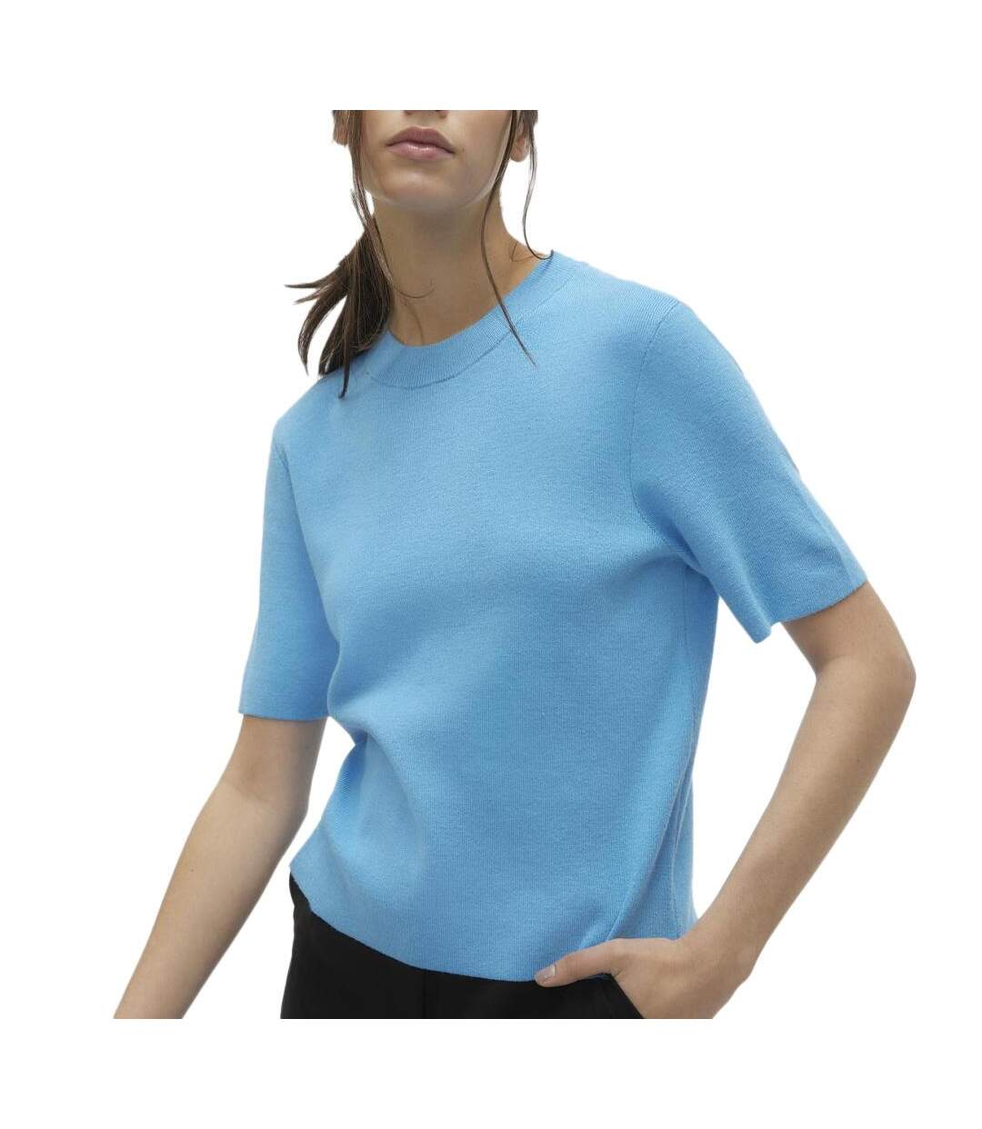 T-Shirt bleu femme vero moda gold-1