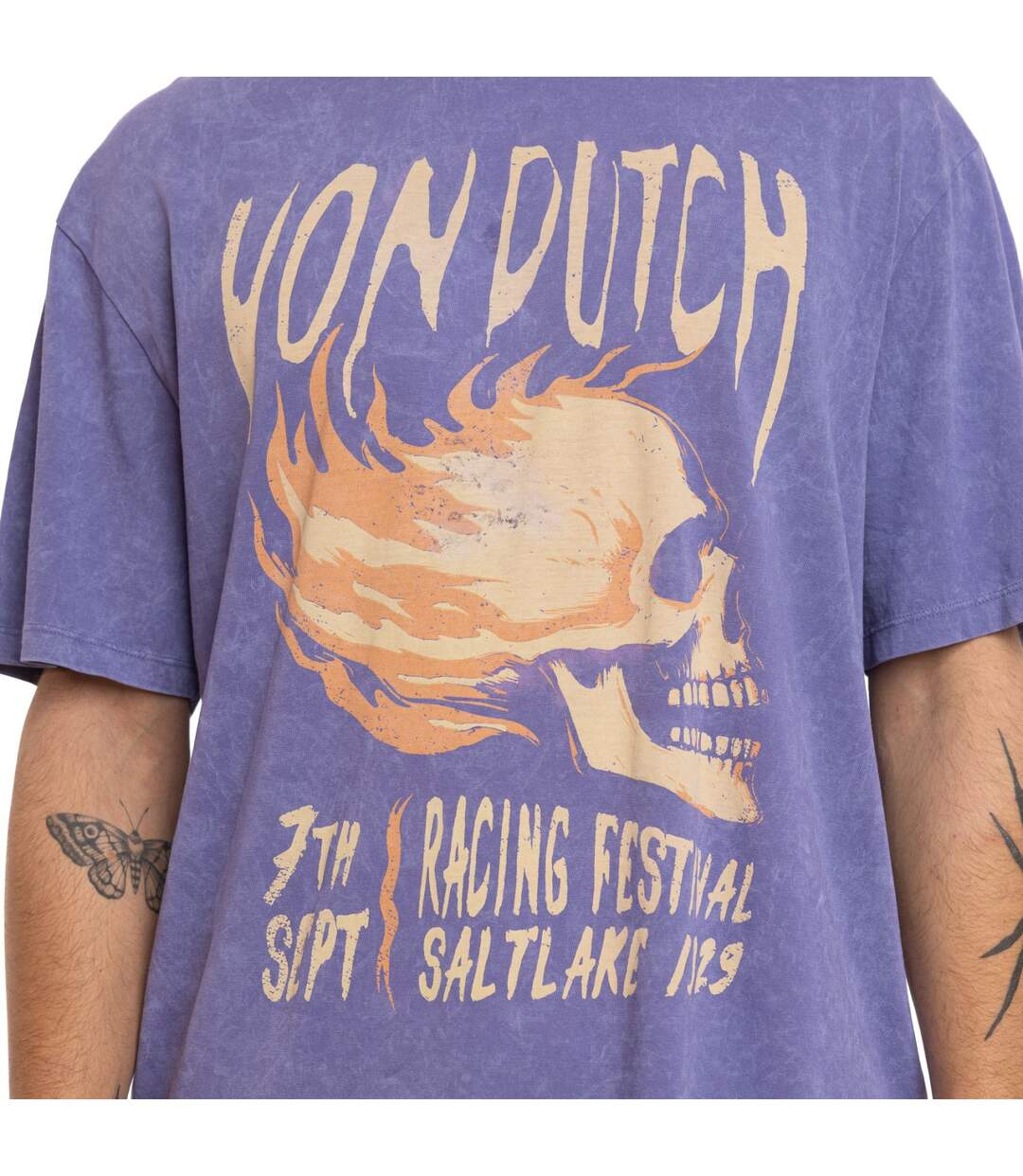 T-shirt homme relax fit col rond en jersey acid wash Poster Vondutch-2