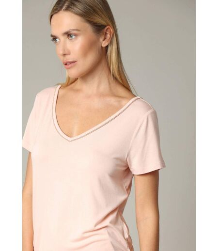 T-shirt col en V avec liseré brillant CASA