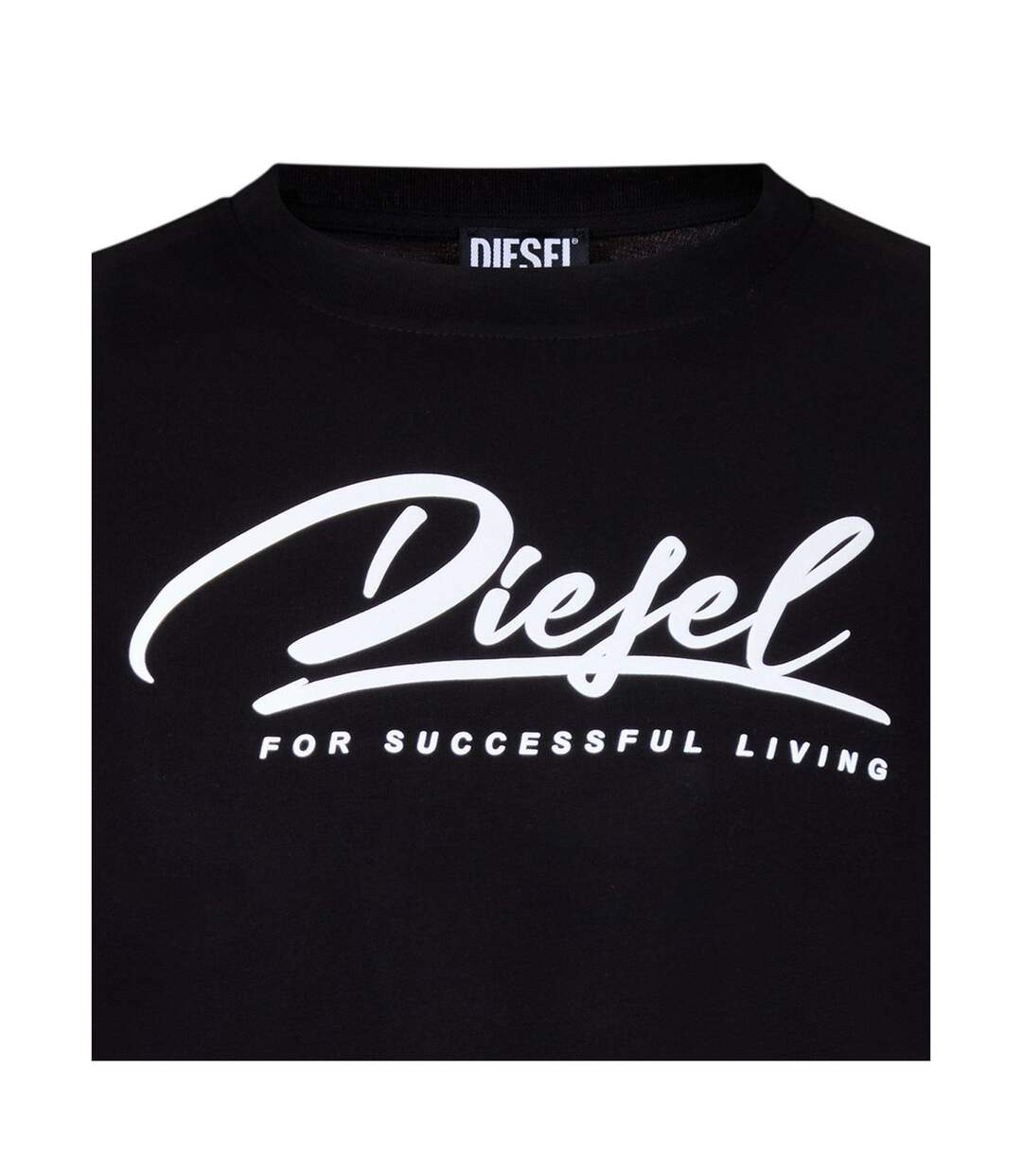 Womens/ladies Script Cropped T-shirt Caviar Diesel-3