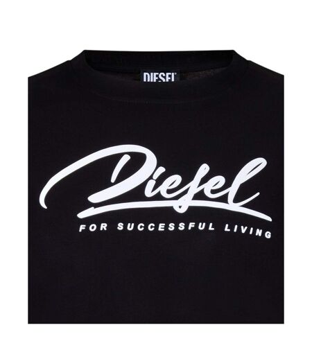 Womens/ladies Script Cropped T-shirt Caviar Diesel