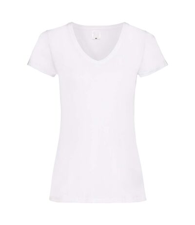 T-shirt à col V et manches courtes - Femme (Blanc) - UTBC3905