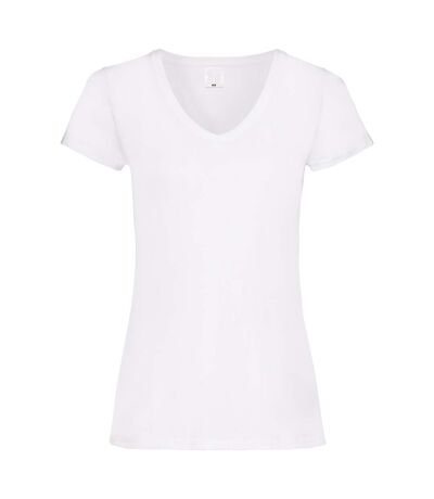 Womens/Ladies Value Fitted V-Neck Short Sleeve Casual T-Shirt (Snow)