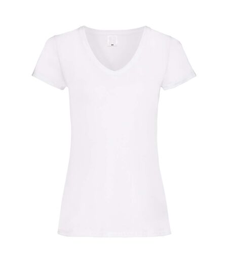 Womens/Ladies Value Fitted V-Neck Short Sleeve Casual T-Shirt (Snow) - UTBC3905