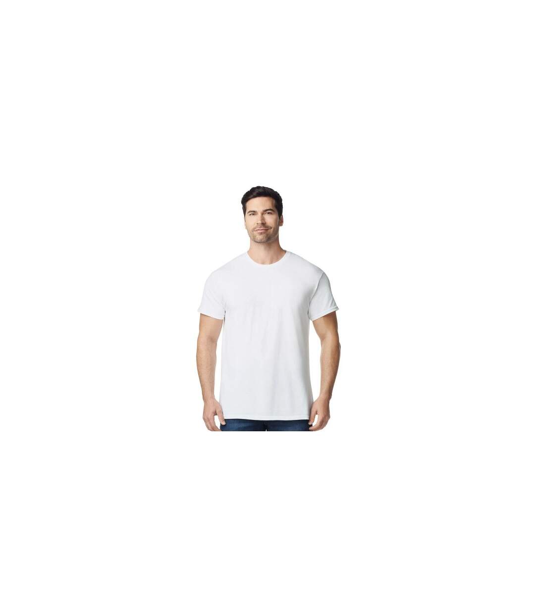 T-shirt Uni Manches Courtes En Coton Homme Blanc Gildan-1
