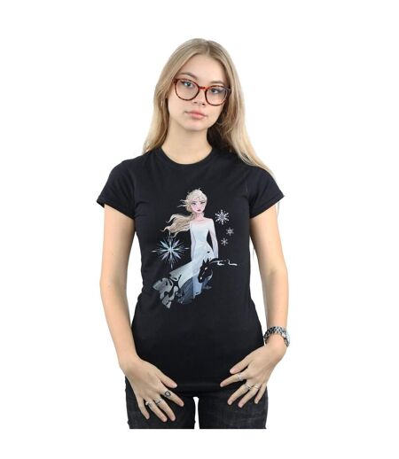 Disney Femmes/Les femmes Frozen 2 Elsa Nokk Silhouette T-Shirt coton (Noir) - UTBI21652