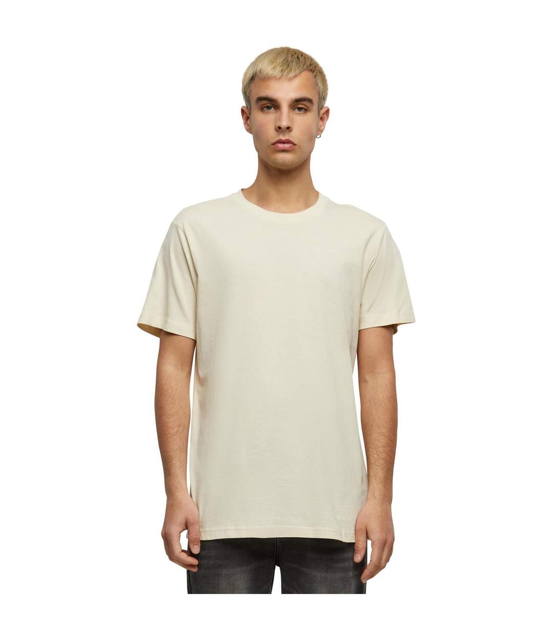 T-shirt Basique À Col Rond Pour Hommes Sable Build Your Brand-1