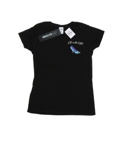 Disney Princess Womens/Ladies I´ll Make It Fit Breast Print Cotton T-Shirt (Black)