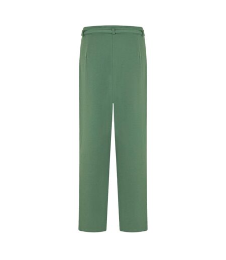Womens/ladies Viclva Plain Tie Belt Straight Trousers Duck Green Vila