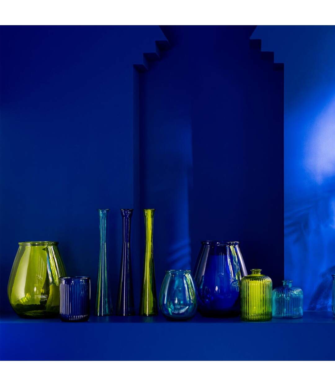 Vase Déco en Verre Stripe 35cm Jaune-3