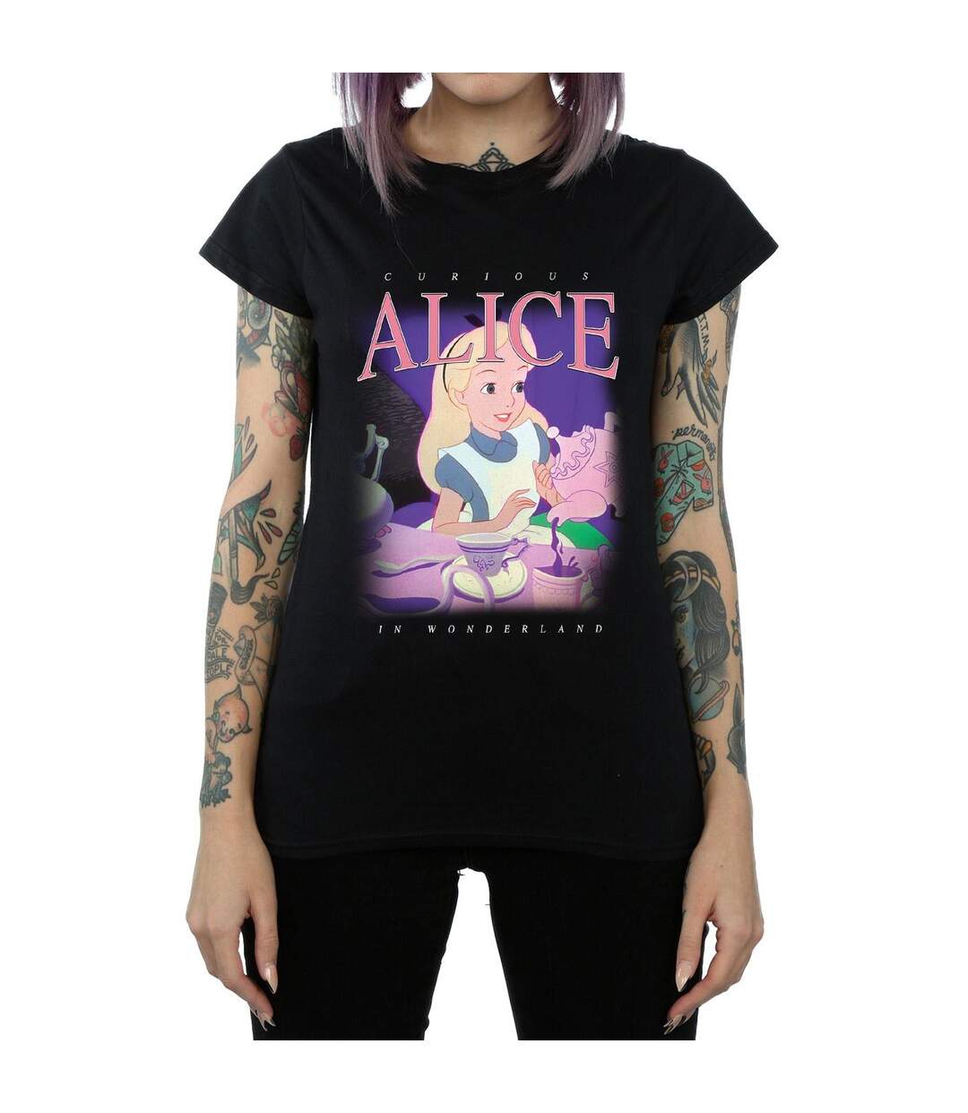 Disney T-shirt en coton monté Alice in Wonderland Femme/Femme (Noir) - UTBI6817-3