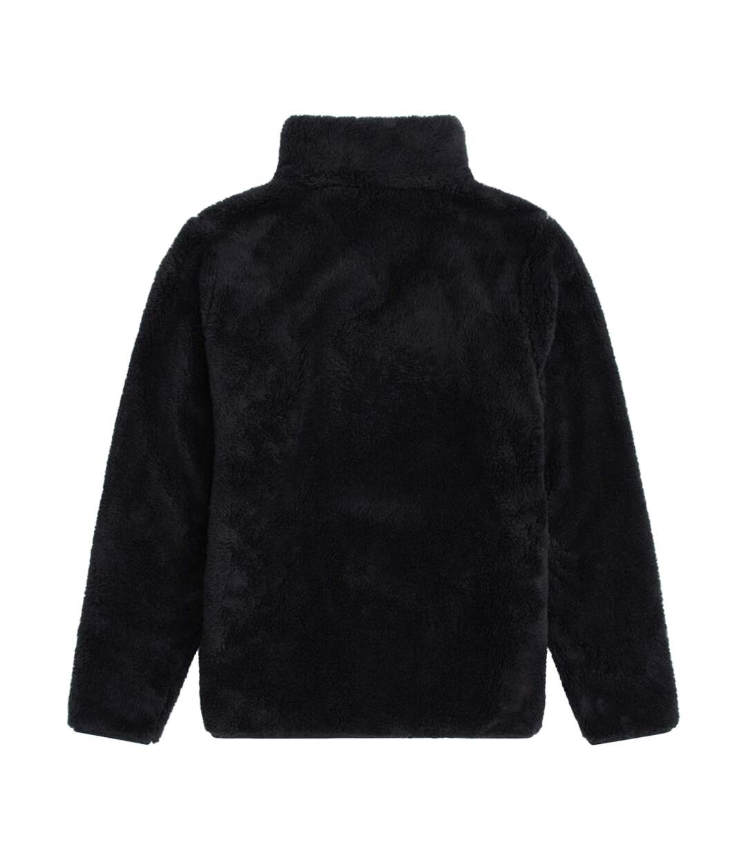 Womens/ladies Teddy Fleece Half Zip Jacket Black Animal-3