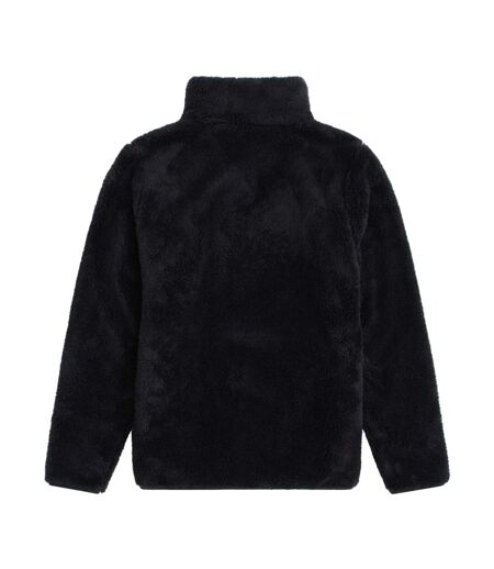 Womens/ladies Teddy Fleece Half Zip Jacket Black Animal