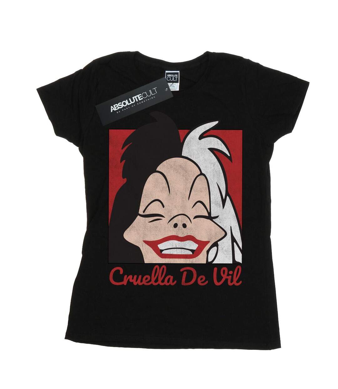 Disney - T-shirt CRUELLA DE VIL CROPPED HEAD - Femme (Noir) - UTBI14743-1
