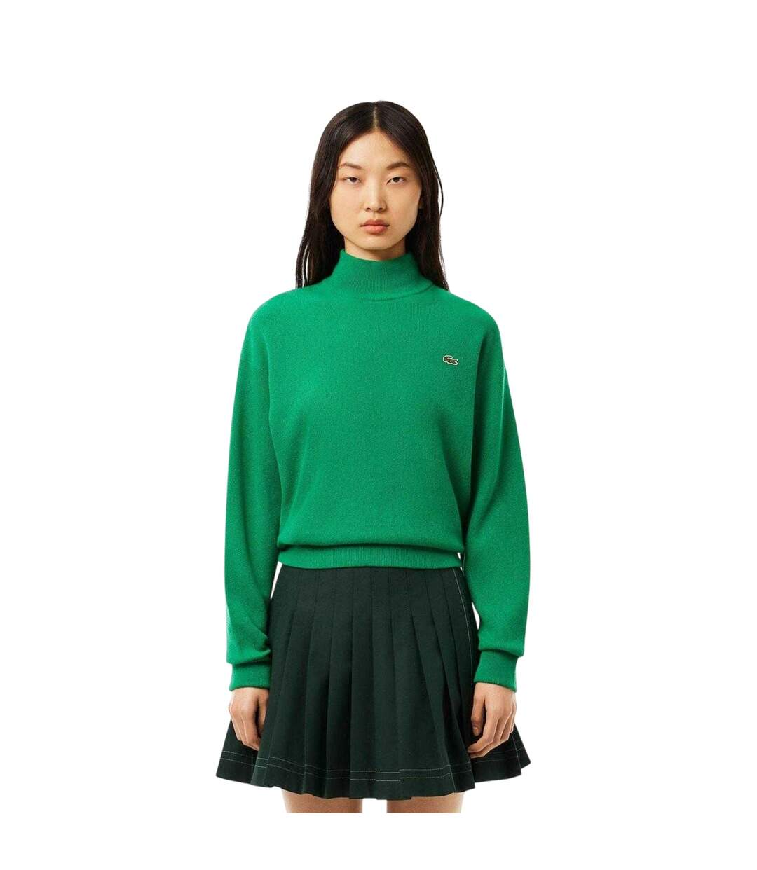 Womens/ladies Carded High-neck Large Fit Jumper Green Lacoste-4