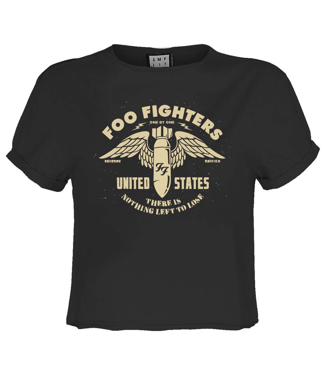 Womens/ladies One By One Foo Fighters Crop Top Charcoal Amplified-1