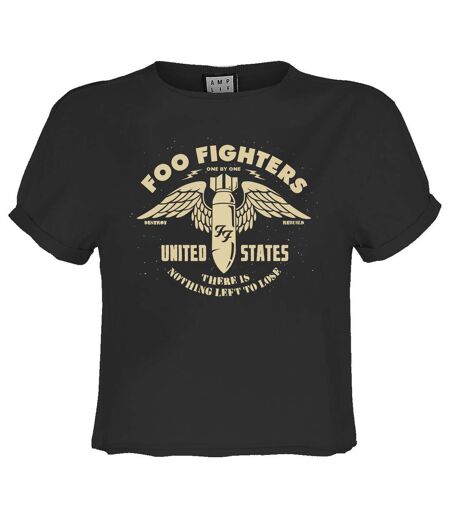 Womens/ladies One By One Foo Fighters Crop Top Charcoal Amplified