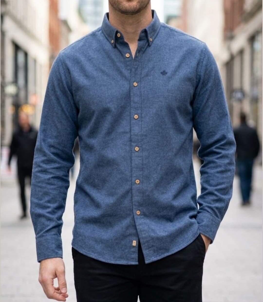 CHALLENGER BUCAREST2 — Chemise à carreaux manches longues flanelle bleu : le confort chaud au style classique-1
