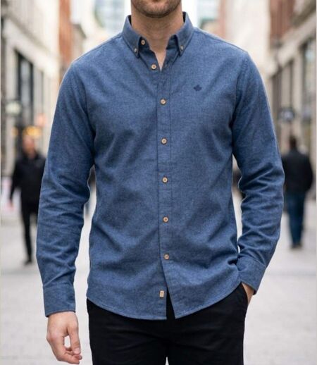 CHALLENGER BUCAREST2 — Chemise à carreaux manches longues flanelle bleu : le confort chaud au style classique