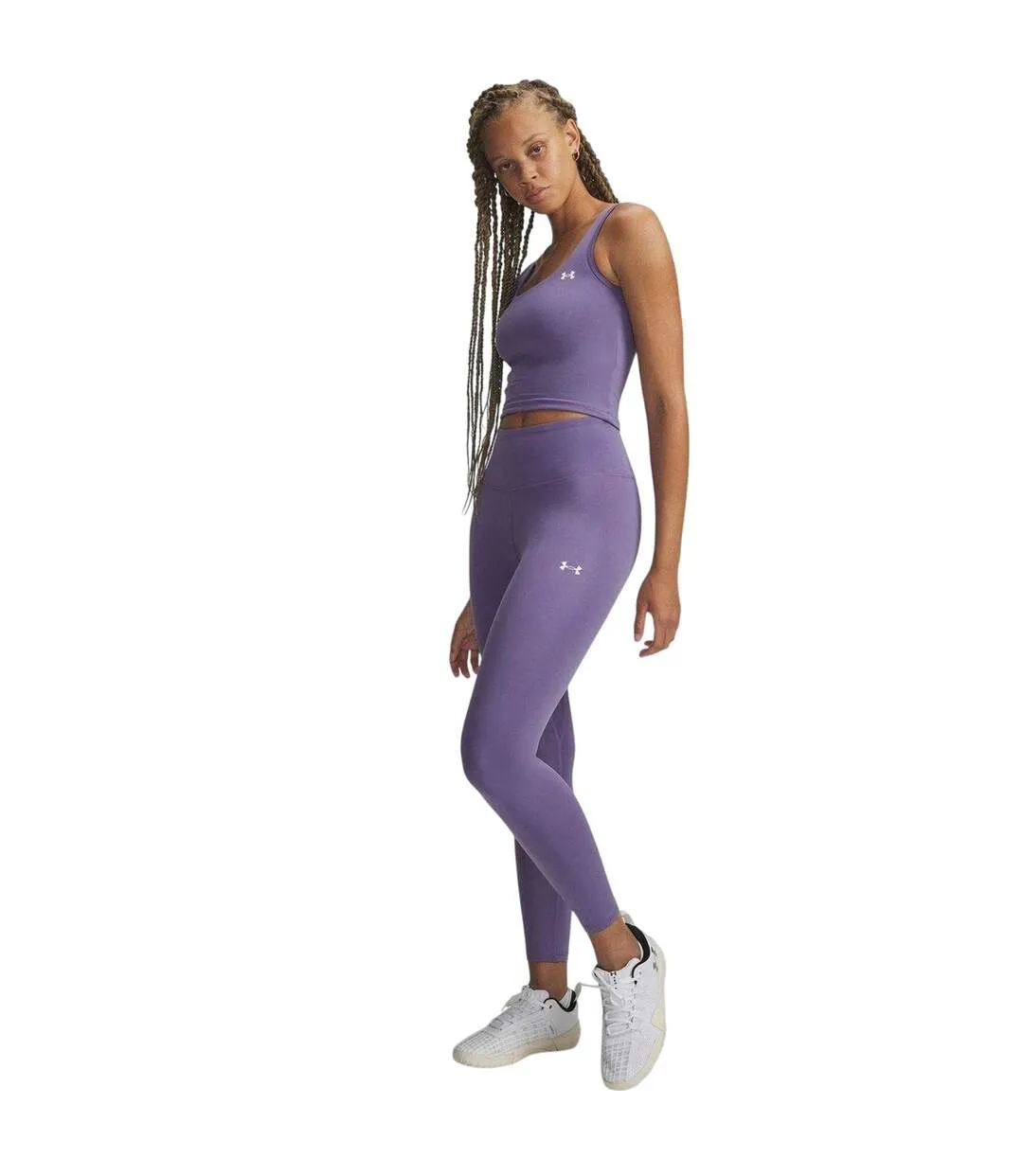 Womens/ladies Motion Leggings Purple White Under Armour-1
