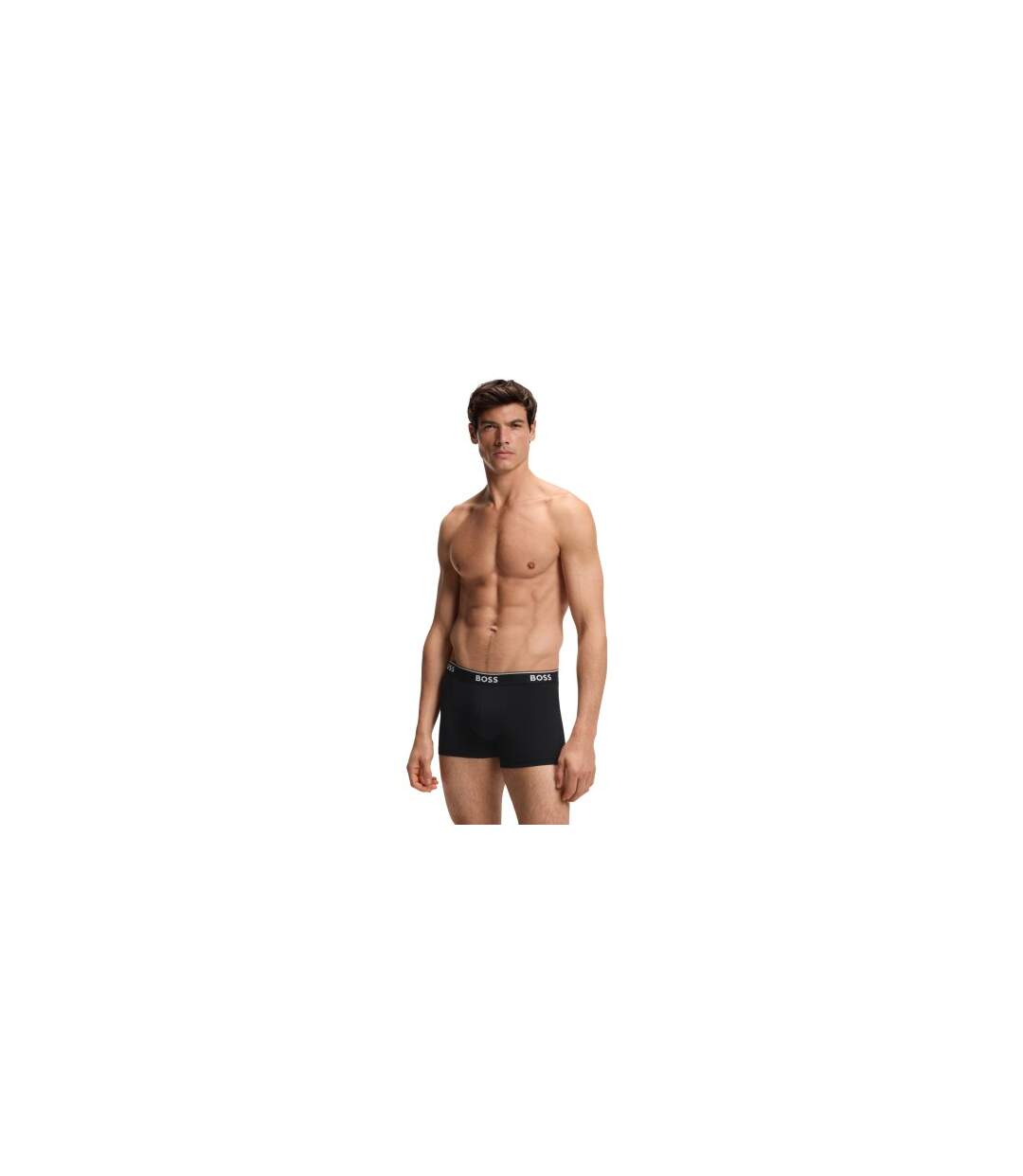 Pack Of 3  Mens Logo Boxer Briefs  Black White Boss-1