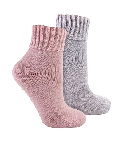 2 Pack Soft Warm Merino Wool Slipper Socks for Ladies