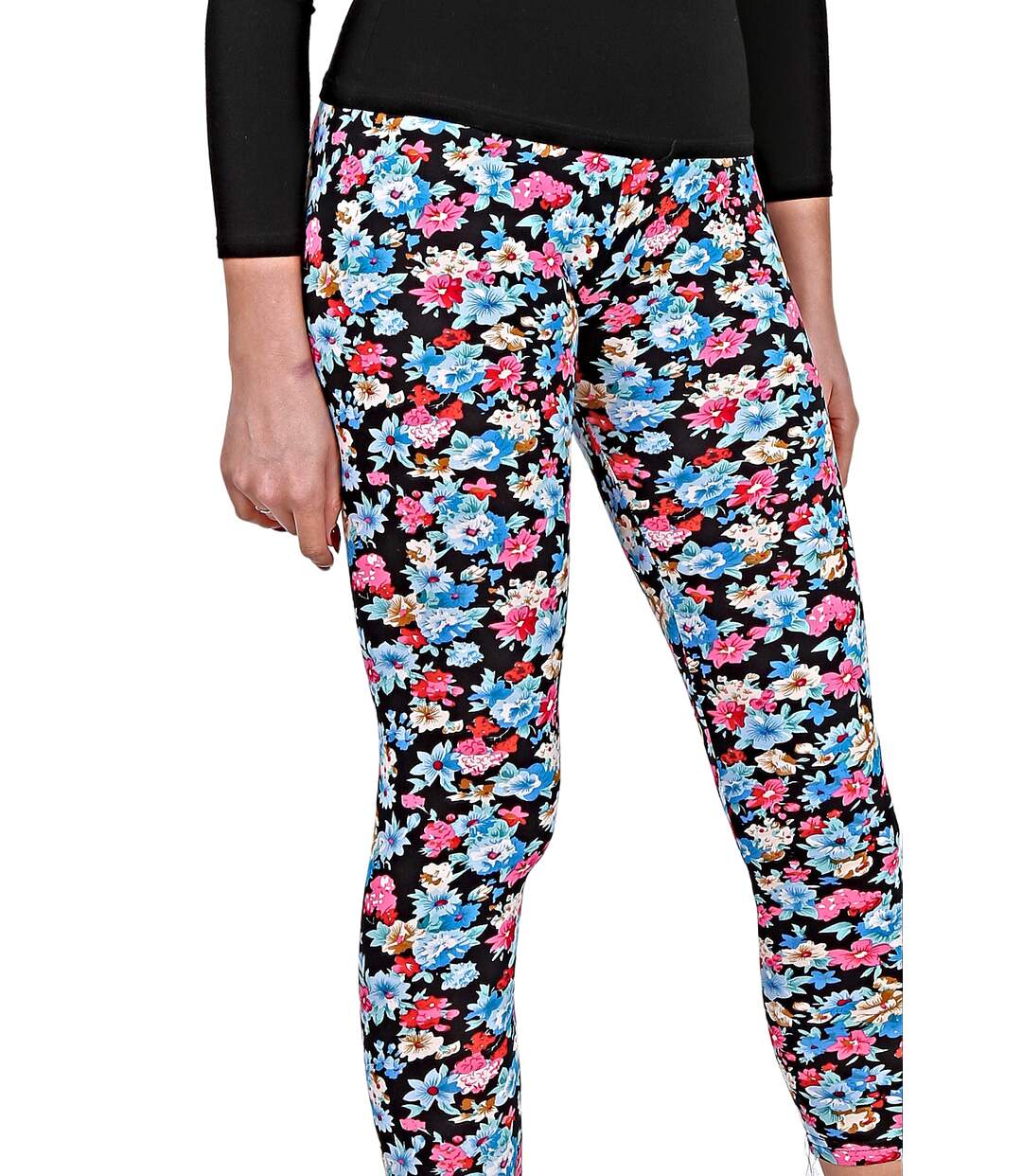 Legging femme court 3/4 motifs imprimés fleur-2