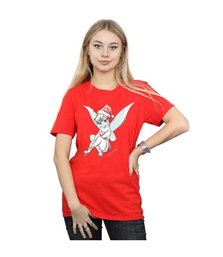 Disney Femme/Les femmes Fée Clochette Christmas Fairy Coton Boyfriend T-Shirt (Rouge) - UTBI46450