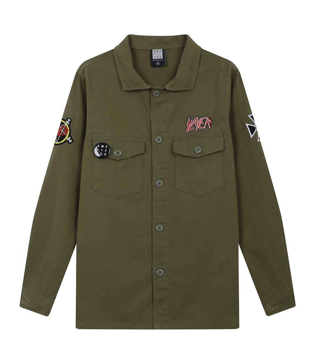 Mens slayer military overshirt khaki green Amplified-1