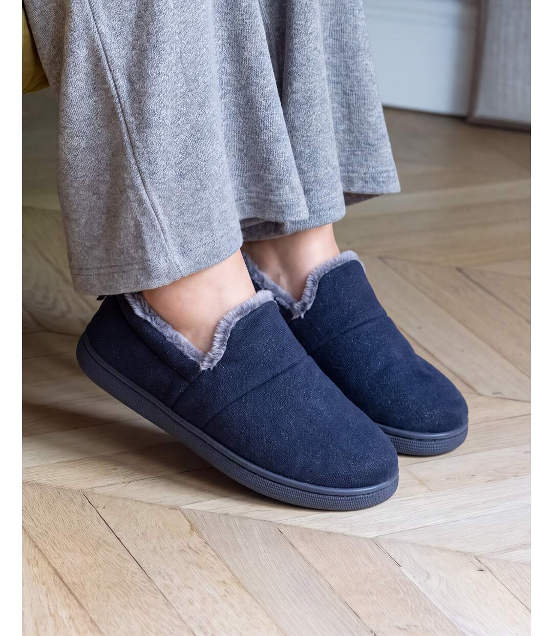 Isotoner Chaussons Mules femme suédine semelle bloup extra confort-2