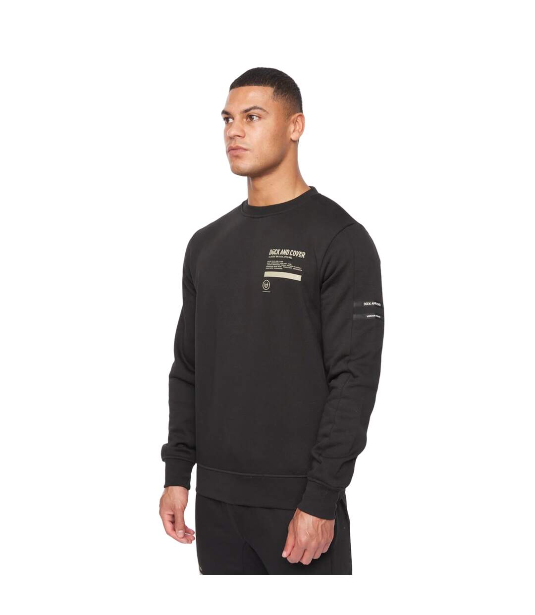 Mens jennerkins crew neck jumper black Duck and Cover-3